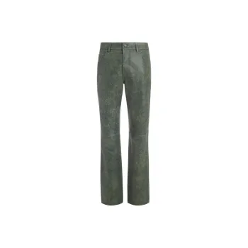 GUESS Mid Rise Flared Leather Pant Leather Pants Men's Green