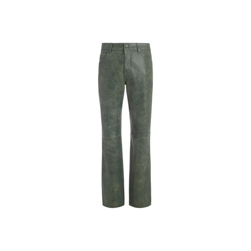 GUESS Mid Rise Flared Leather Pant Leather Pants Men's Green-0