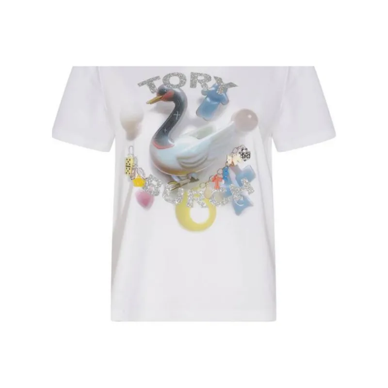 TORY BURCH Graphic Printed Crewneck T Shirt-3