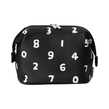 Sweet Pillow House PU Leather Eco Friendly Print Instagram Style Black Numbers Storage Makeup Bags
