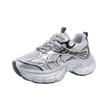 Yang Nianhua Slip Resistant, Abrasion Resistant, Breathable Low Top Chunky Sneakers Women's Silver