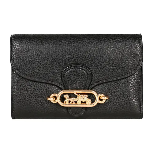 COACH Jade Leather Coin Purse Card Holder Wallet Women's Black
