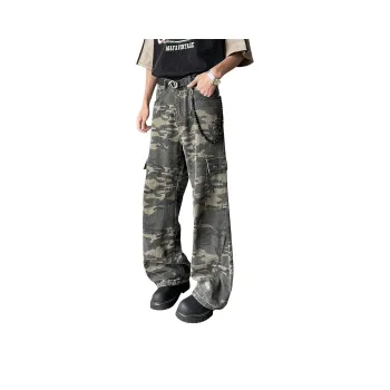 SXSY Cargo Pants Unisex Green Camouflage