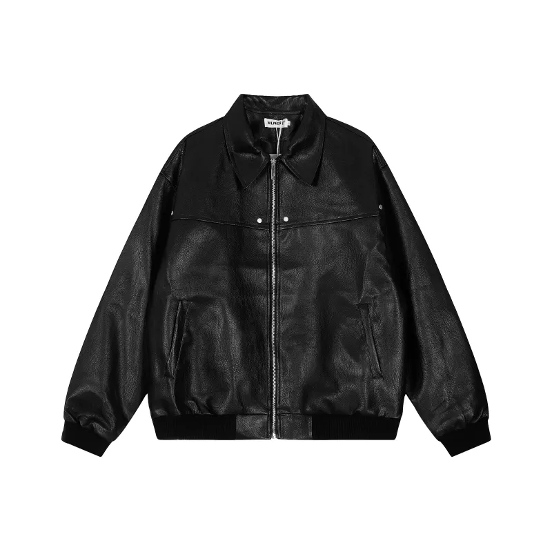 WLNEXT Leather Jacket Outerwear Trendy Premium Spring Fall Jacket Puffer Jacket Trendy Unisex-4