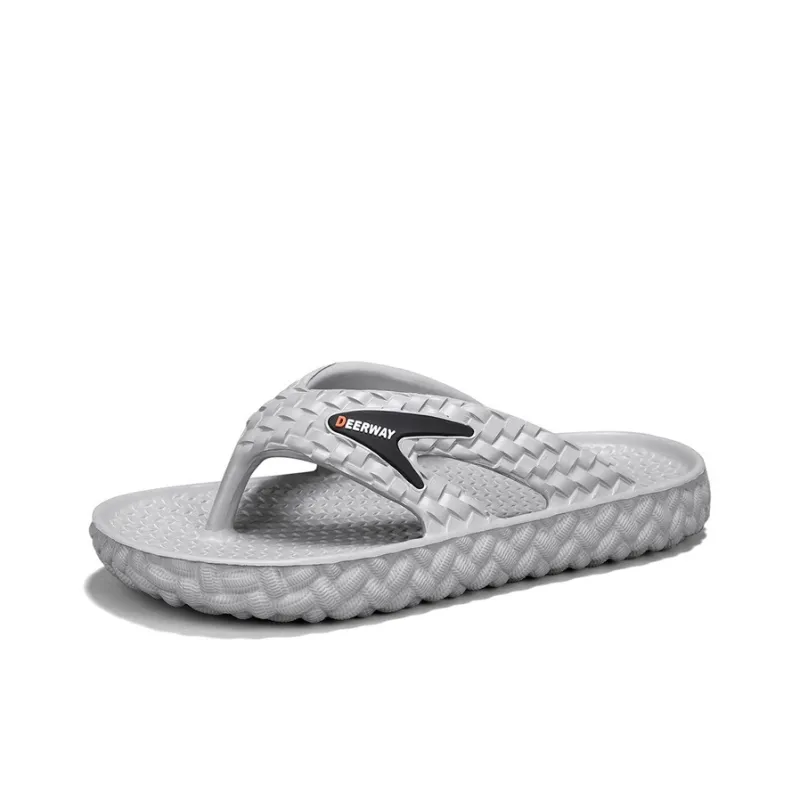 DEERWAY Abrasion Resistant Slip Resistant Quick Dry Flip Flops Men's Gray-2