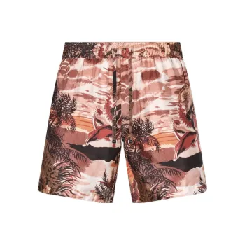AMIRI Patterned Silk Drawstring Shorts