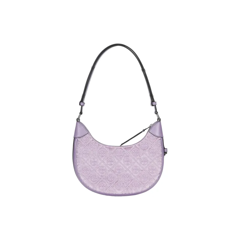 TORY BURCH T Monogram Viscose Crescent Bag Handbag Shoulder Bag Women's Light Purple-2