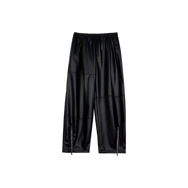 CANOTWAIT_ Leather Pants Unisex Black-0