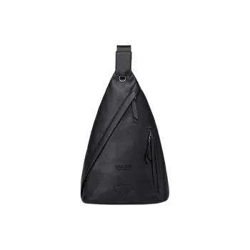 FAIRWHALE Cow Leather Sling Bag Men's Black