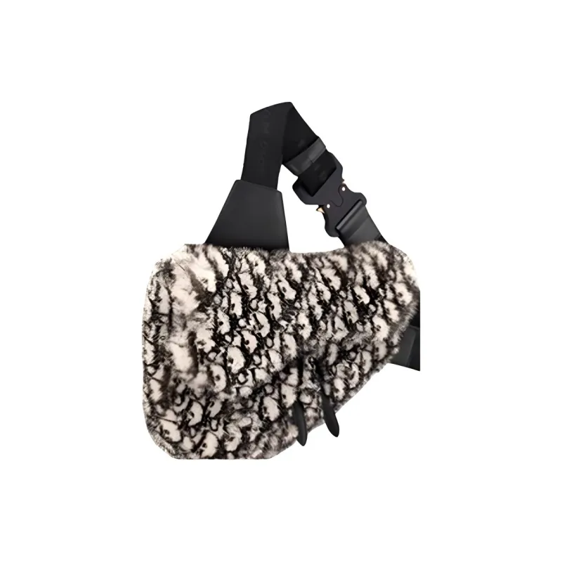DIOR Saddle Mink Fur Saddle Bag Crossbody Bag Shoulder Bag Sling Bag Men's Black-2