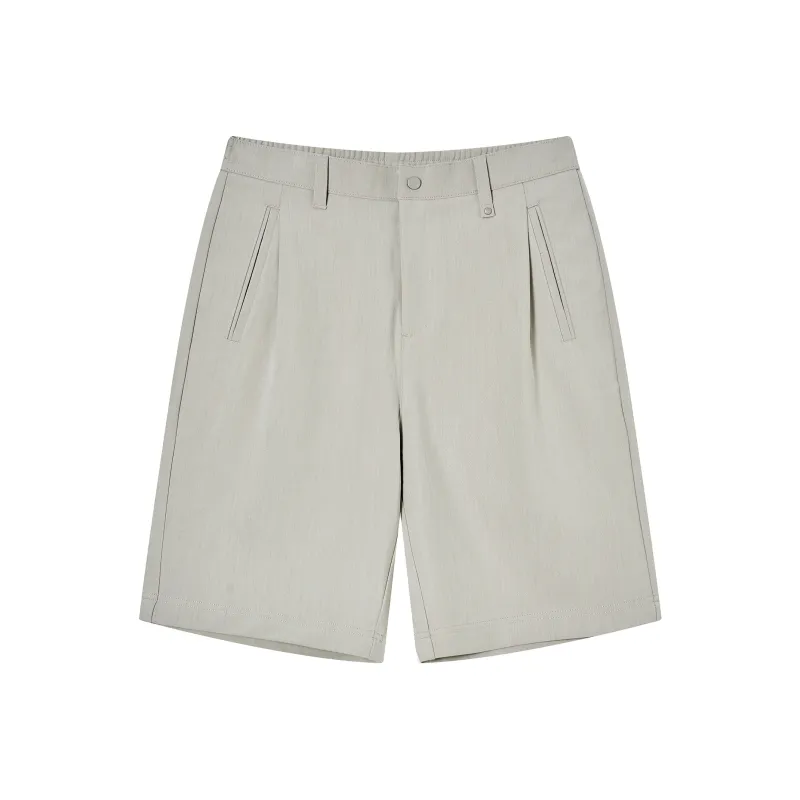 A.B.X Draped Wide Pleated Semi Elastic Waistband Comfortable Mid Length Pants Men's-0