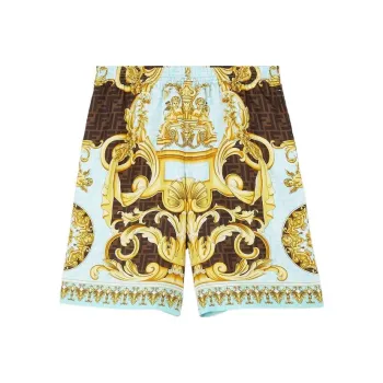 VERSACE Fendace Baroque Silk Shorts