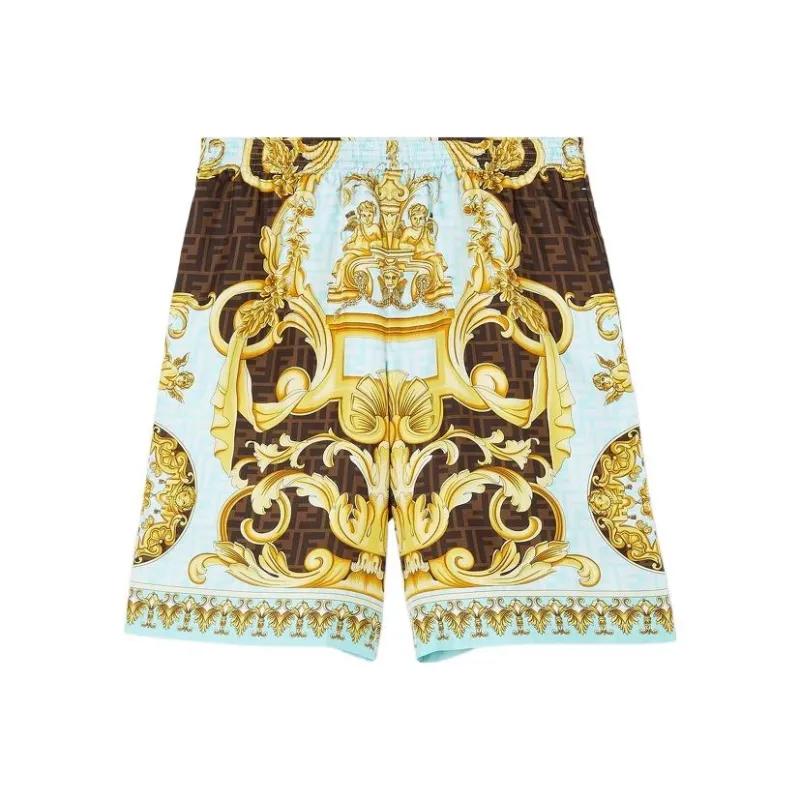Fendi Fendace Baroque Silk Shorts-0