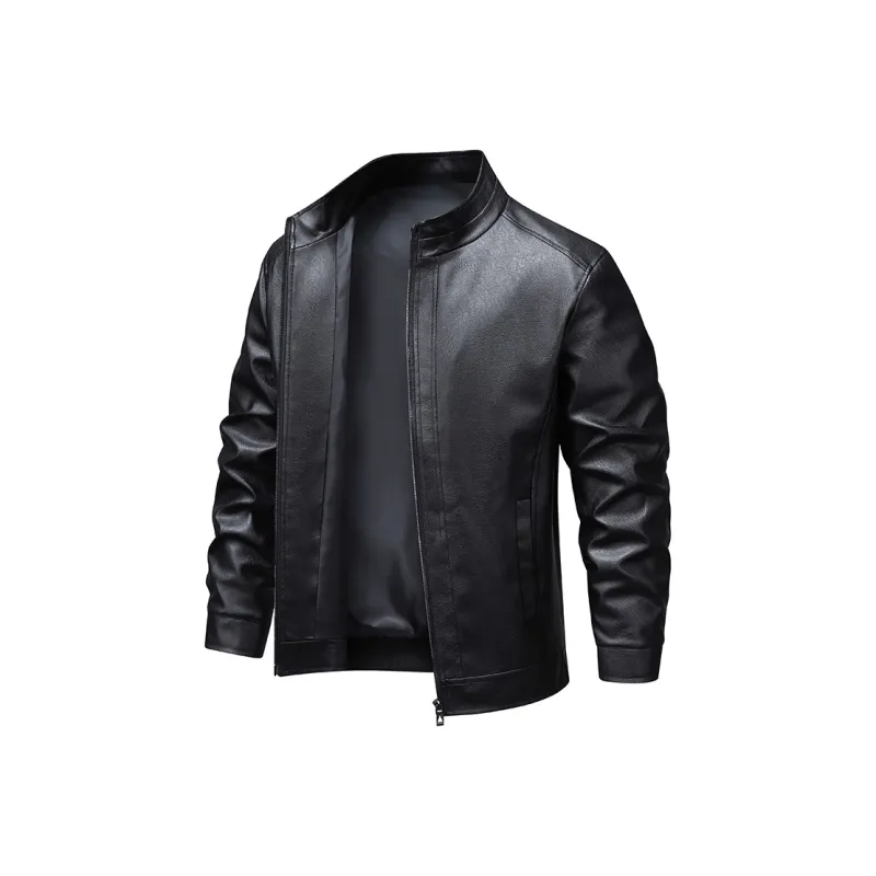 PIERRE CARDIN Leather Jacket Men's Black-0