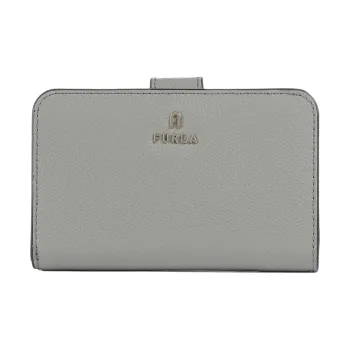Furla Grain Leather Wallet Medium Size Women's Light Gray