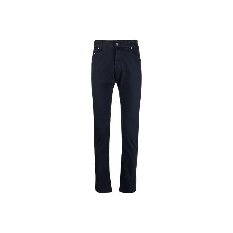 JACOB COHEN Logo Patch Straight Leg Trousers-0