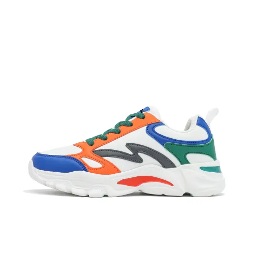 Singing Anti Slip And Wear Resistant Height Increasing Low Top Casual Shoes Unisex White, Orange And Blue