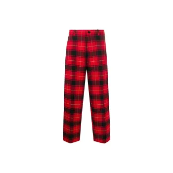 Balenciaga Casual Pants Regular Fit Men's Black Red