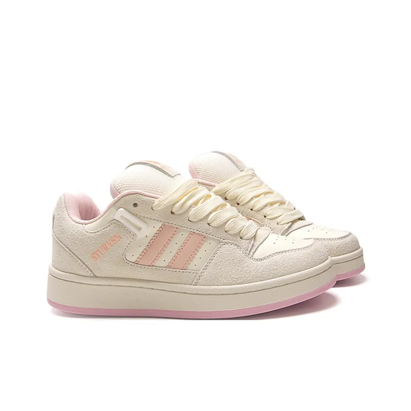 STUR YSN Wear resistant And Lightweight Low Top Skateboard Shoes Women's Gray Pink-3