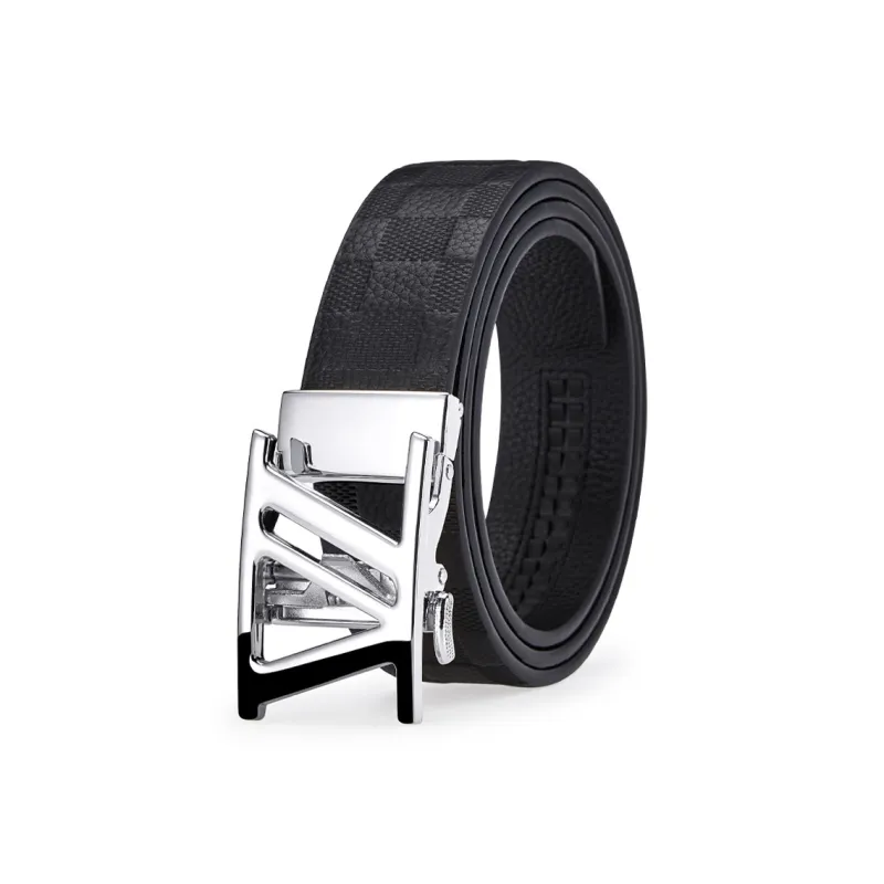 Jeccieziio Top Grain Cow Leather Belt Men's Gunmetal, Gold, Silver Width 3.5CM-13