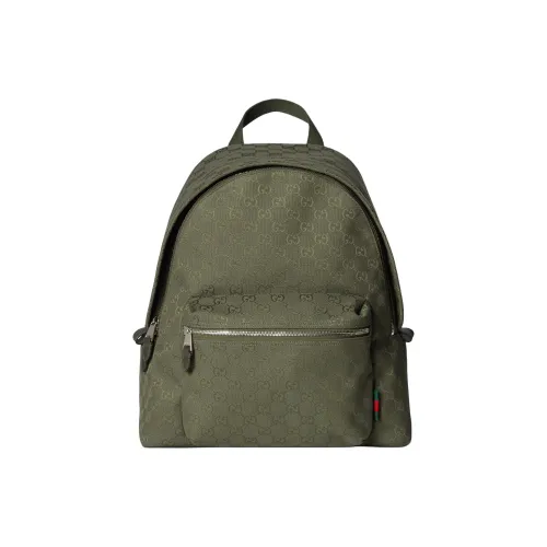 GUCCI Canvas Backpack Medium Size Men's Forest Green