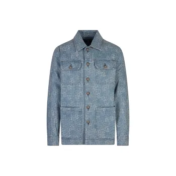 BALMAIN Logo Monogram Denim Jacket