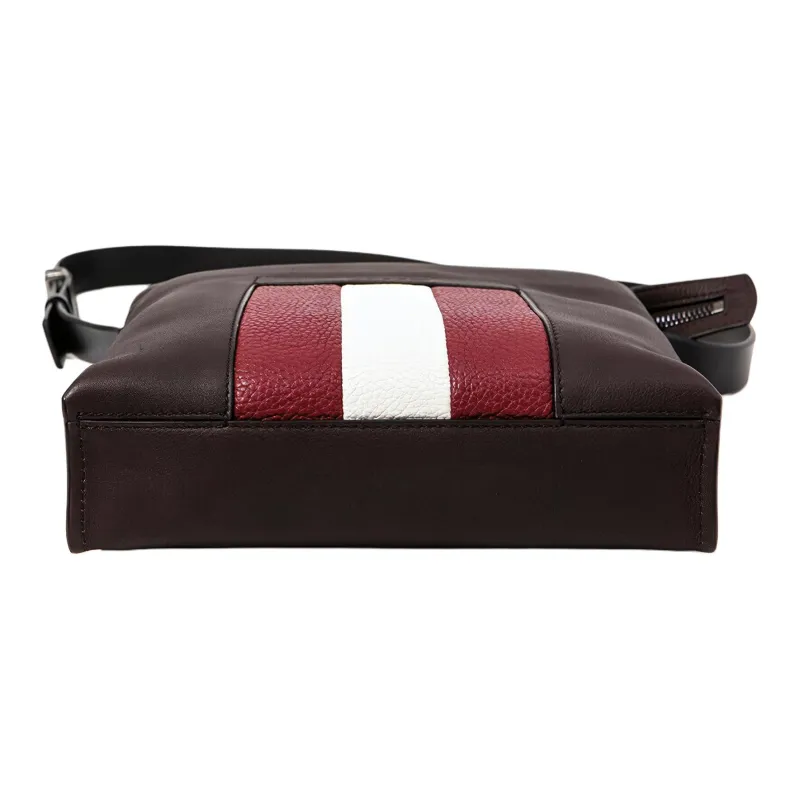 BALLY Leather One Shoulder Crossbody Messenger Bag Men's Coffee-4