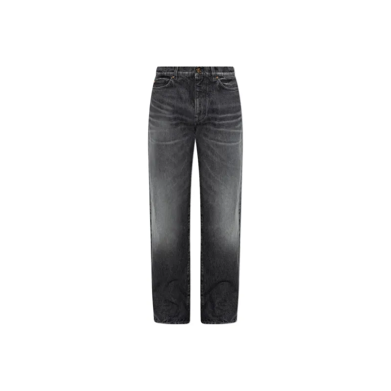 VERSACE Logo Patch Straight Leg Jeans-0