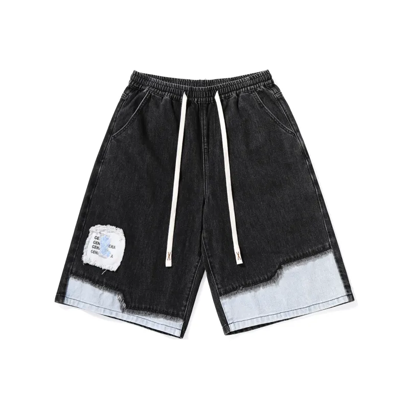 GENANX Denim Shorts Unisex Black-0