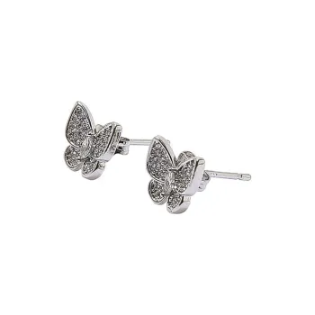 WIR ORNAMENTS Gold Plated Copper Stud Earrings Women's Silver