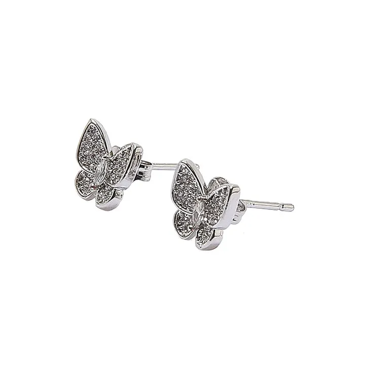 WIR ORNAMENTS Gold Plated Copper Stud Earrings Women's Silver-0