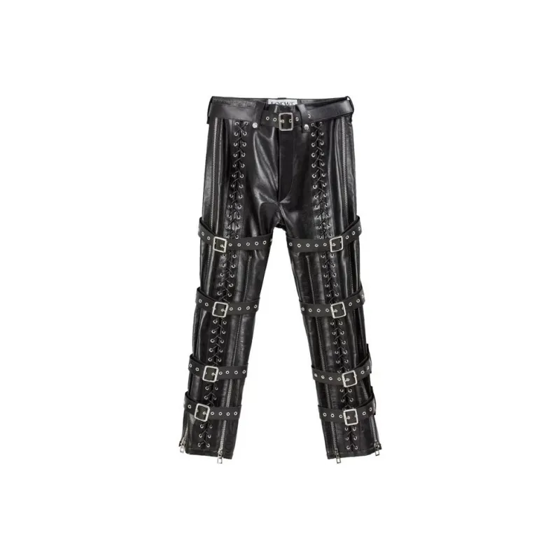 LOEWE Nappa Calfskin Leather Eyelet Bondage Trouser-0