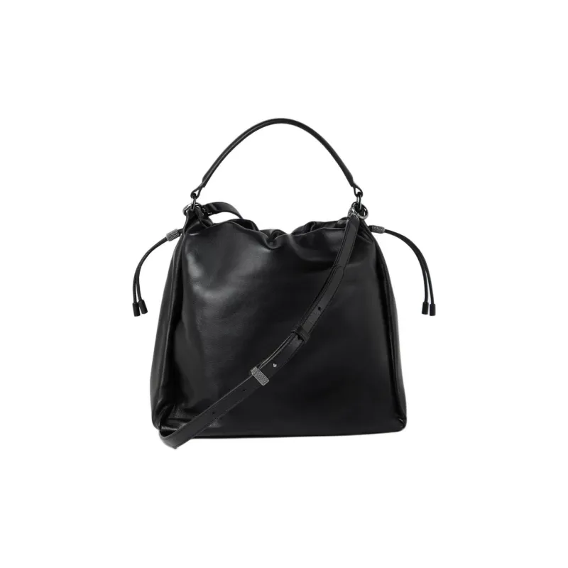 Brunello Cucinelli Leather Bucket Bag Handbag Women's Black-2
