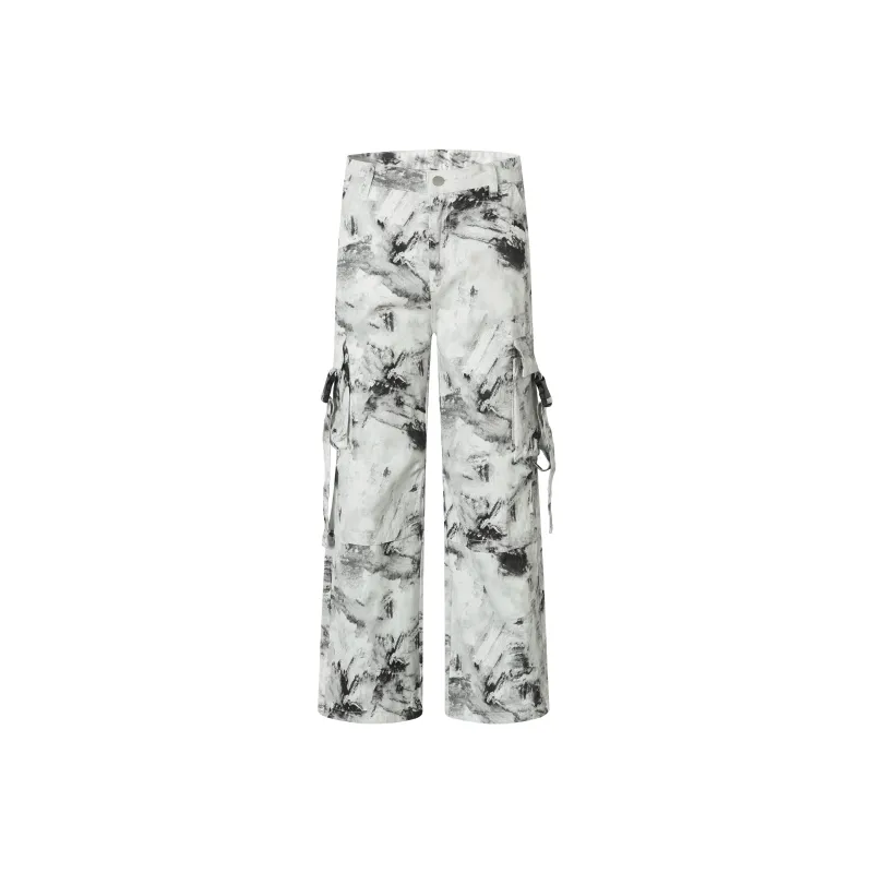 GBXM Cargo Pants Unisex Black White-0