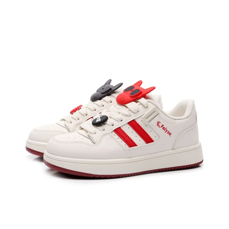 Feiyue Girly Heart Series Slip Resistant, Abrasion Resistant, Lightweight Low Top Skateboard Shoes Women's White Red-1
