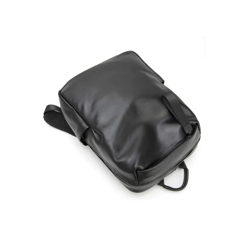 LARTIGENT Top Grain Cow Leather Backpack Regular Men's Black-3