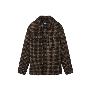 VERSACE Checked Tweed Button Up Jacket