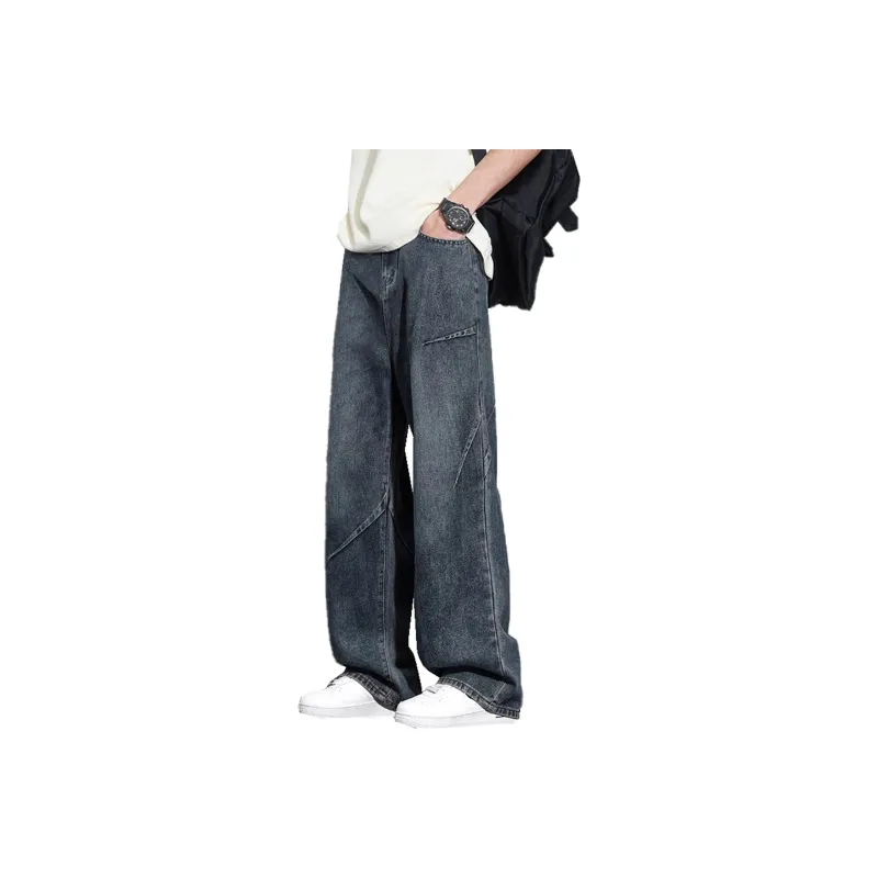 WARNING LIGHT Jeans Unisex Vintage Blue-0
