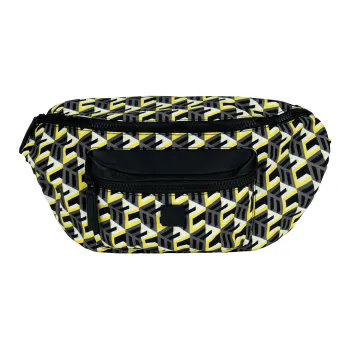 MCM Nylon Fabric With Leather Fanny Pack Crossbody Bags Large Size Unisex Yellow