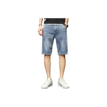 Jean West American Vintage Comfortable Casual Outerwear Thin Premium Washed Five Button Summer Men's Blue Gray