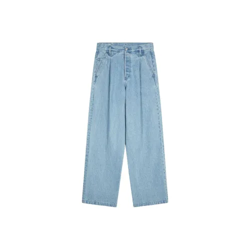 DRIES VAN NOTEN Pleated Wide leg Denim Trousers
