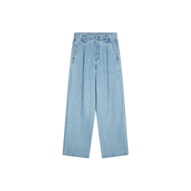 DRIES VAN NOTEN Pleated Wide leg Denim Trousers-0