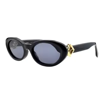 FENDI Plate Frame Oval Sunglasses Women's Black