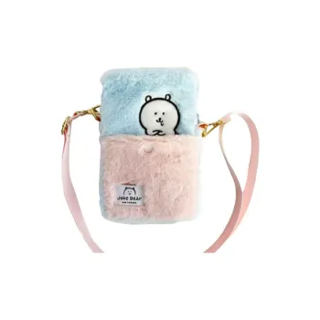 Friendship Plush Cell Phone Pouch, Crossbody Bag, Shoulder Bag Women's Light Blue & Pink