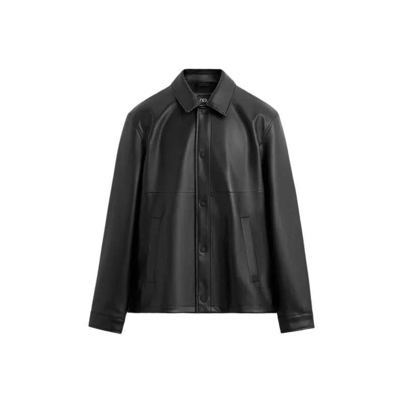 ZARA Leather Jacket Unisex Black-0