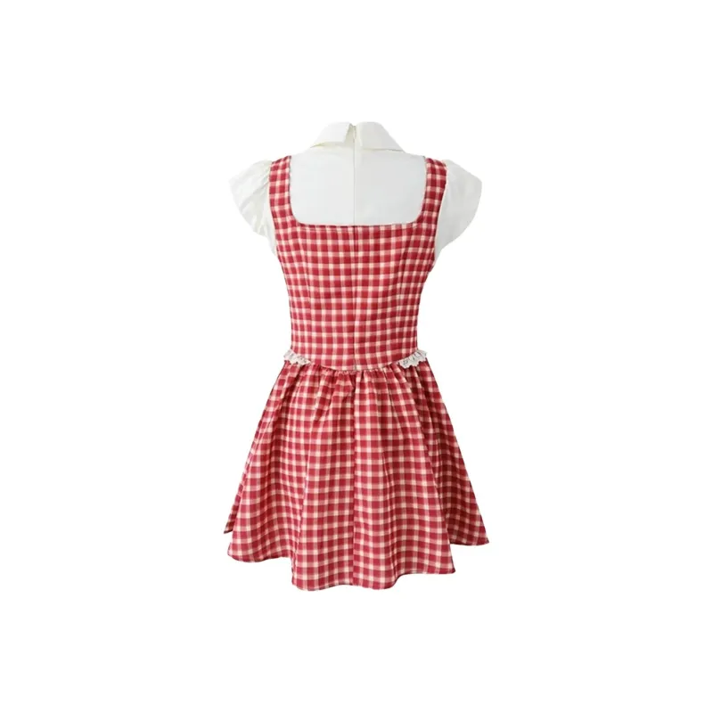 CZMO Short Sleeved Dress Women's Mock Two Piece Dress-1