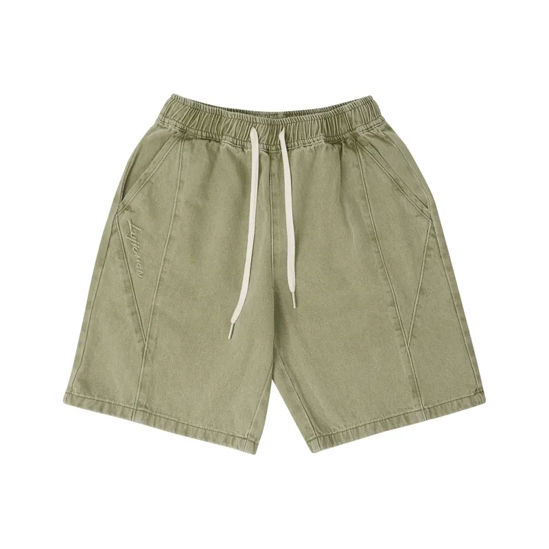 LUJIAMEN Denim Shorts Unisex Green-0