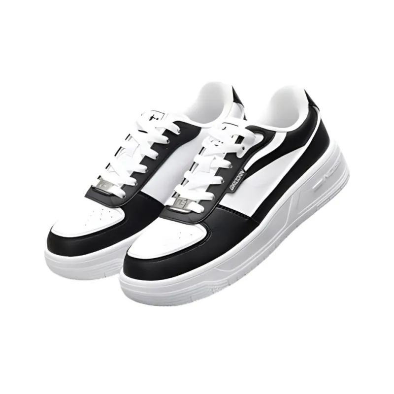 QIAODAN Non-slip Lightweight Low-Top Skateboard Shoes Women's White Black-1