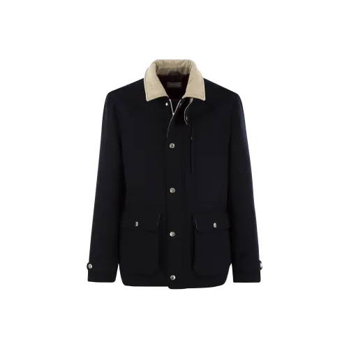 Brunello Cucinelli Corduroy Collar Press Stud Shirt Jacket