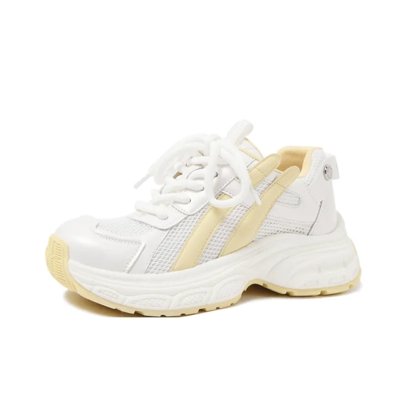 CAMEIDO Breathable And Lightweight Low Top Casual Shoes Women's Yellow-1